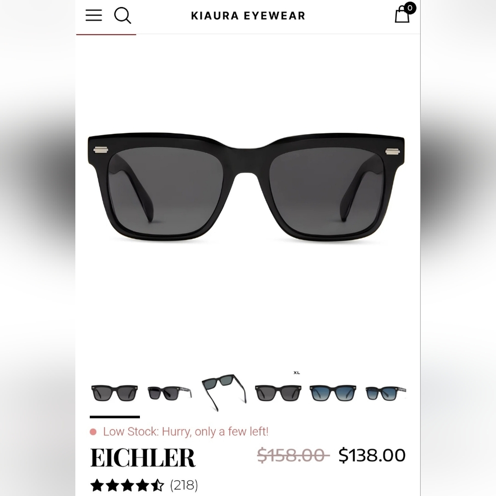 Kiaura Eichler Unisex Black Sunglasses